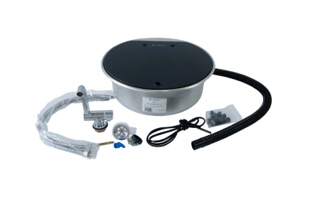 Раковина с крышкой GR-570 круглая 420x420мм со смесителем и сливом